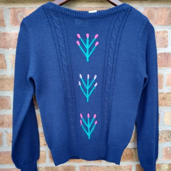 Vintage Womens Sweater Suburban Petites Petite Small Floral 1990's Acrylic VGUC - Picture 4 of 7